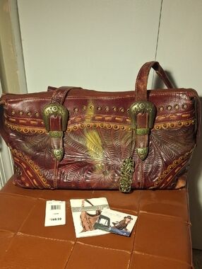 America West Leather Satchel with Brass Accents
